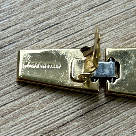 Lanvin Gold Crystal Gourmette Clip On Drop Earrings Made in Italy - Picture 5 of 5